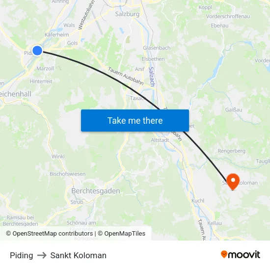 Piding to Sankt Koloman map