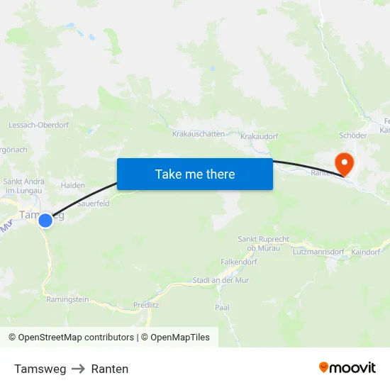 Tamsweg to Ranten map