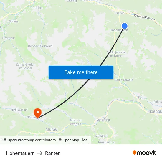Hohentauern to Ranten map