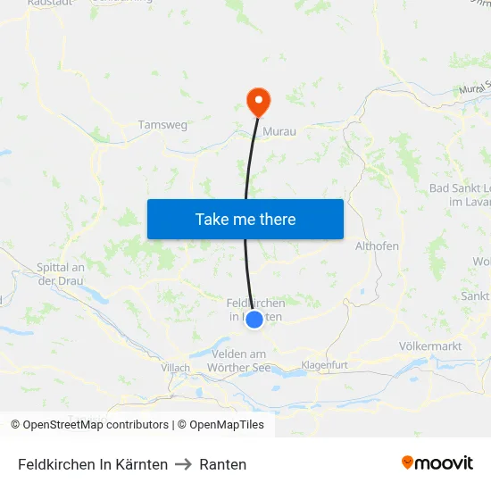 Feldkirchen In Kärnten to Ranten map