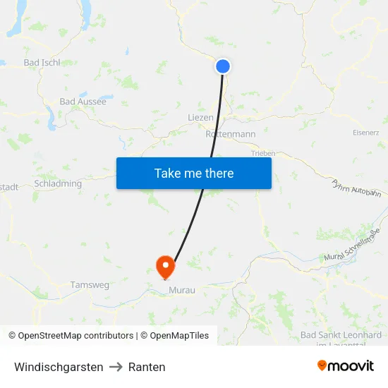 Windischgarsten to Ranten map