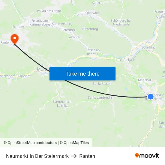 Neumarkt In Der Steiermark to Ranten map