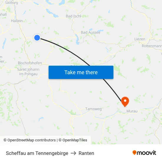 Scheffau am Tennengebirge to Ranten map