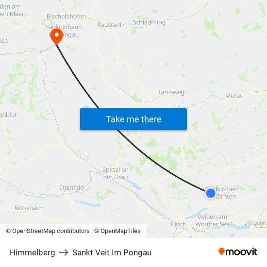 Himmelberg to Sankt Veit Im Pongau map