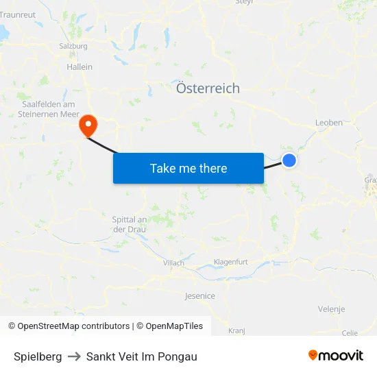 Spielberg to Sankt Veit Im Pongau map