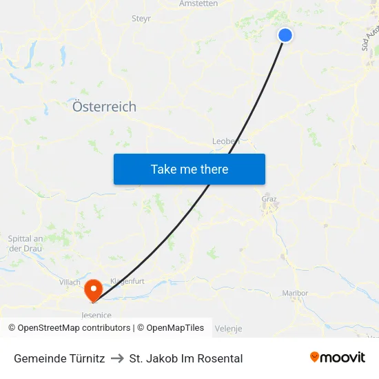 Gemeinde Türnitz to St. Jakob Im Rosental map