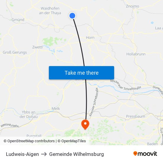 Ludweis-Aigen to Gemeinde Wilhelmsburg map