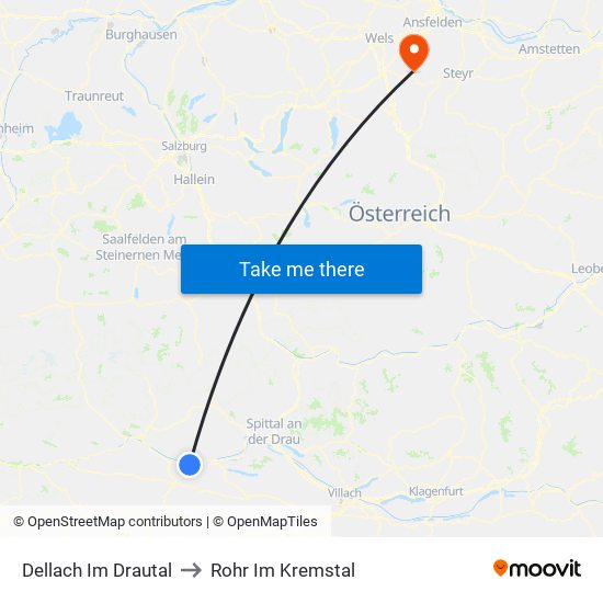 Dellach Im Drautal to Rohr Im Kremstal map