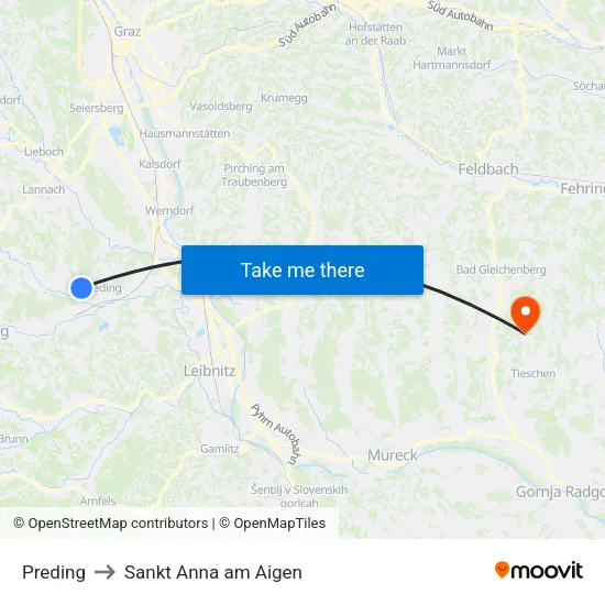 Preding to Sankt Anna am Aigen map