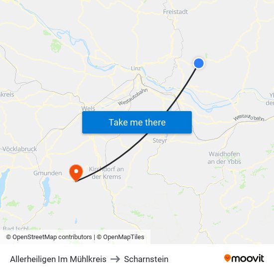 Allerheiligen Im Mühlkreis to Scharnstein map
