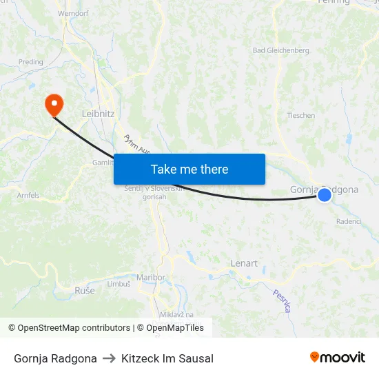 Gornja Radgona to Kitzeck Im Sausal map