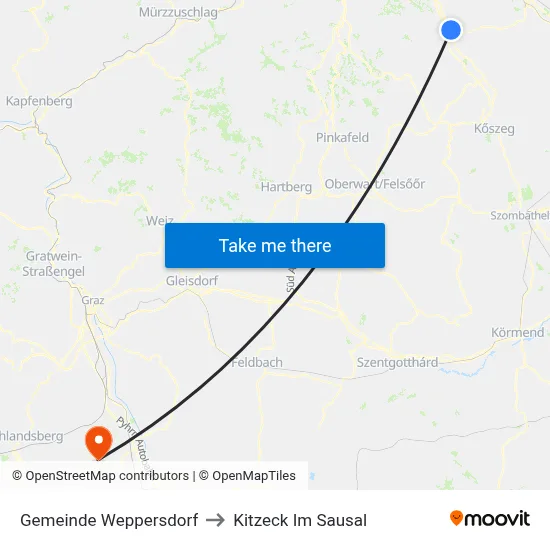 Gemeinde Weppersdorf to Kitzeck Im Sausal map