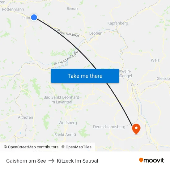 Gaishorn am See to Kitzeck Im Sausal map