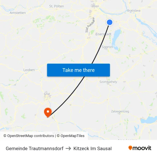Gemeinde Trautmannsdorf to Kitzeck Im Sausal map