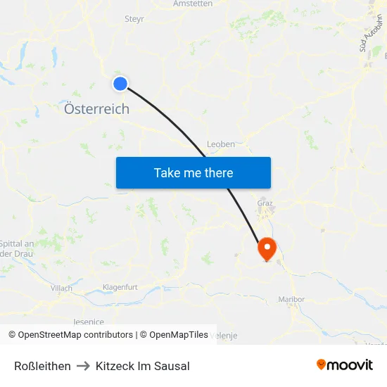 Roßleithen to Kitzeck Im Sausal map