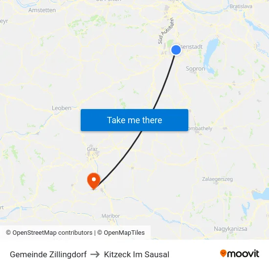Gemeinde Zillingdorf to Kitzeck Im Sausal map