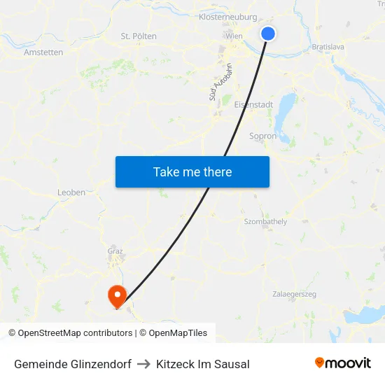 Gemeinde Glinzendorf to Kitzeck Im Sausal map