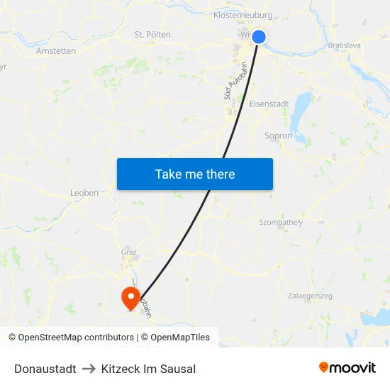 Donaustadt to Kitzeck Im Sausal map