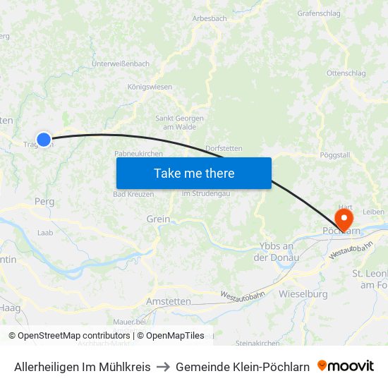 Allerheiligen Im Mühlkreis to Gemeinde Klein-Pöchlarn map