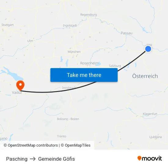 Pasching to Gemeinde Göfis map