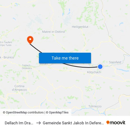 Dellach Im Drautal to Gemeinde Sankt Jakob In Defereggen map