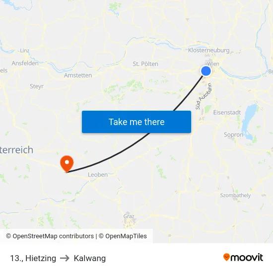 13., Hietzing to Kalwang map