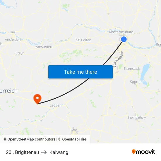 20., Brigittenau to Kalwang map