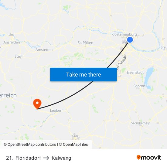 21., Floridsdorf to Kalwang map