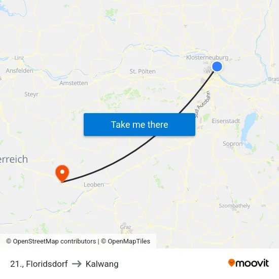 21., Floridsdorf to Kalwang map