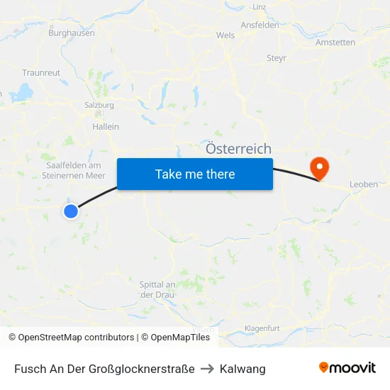 Fusch An Der Großglocknerstraße to Kalwang map