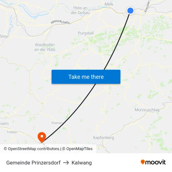 Gemeinde Prinzersdorf to Kalwang map