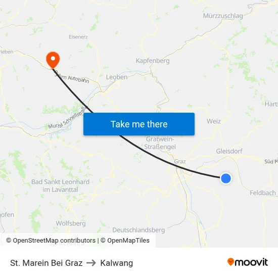 St. Marein Bei Graz to Kalwang map