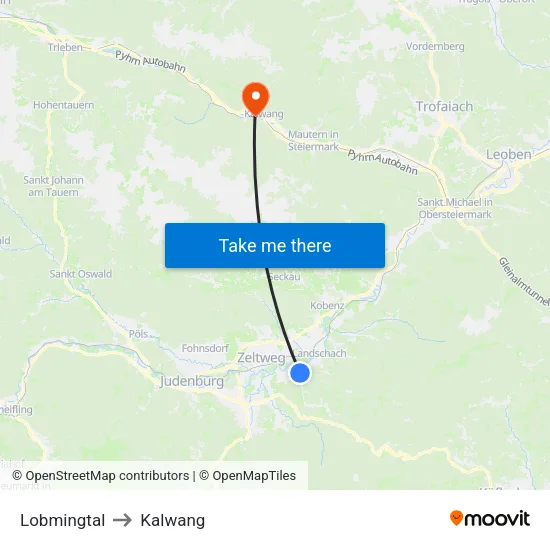 Lobmingtal to Kalwang map