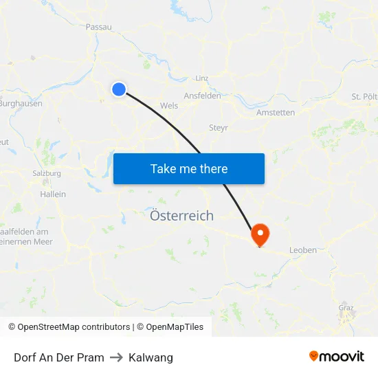 Dorf An Der Pram to Kalwang map