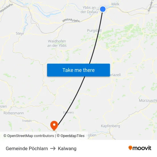 Gemeinde Pöchlarn to Kalwang map