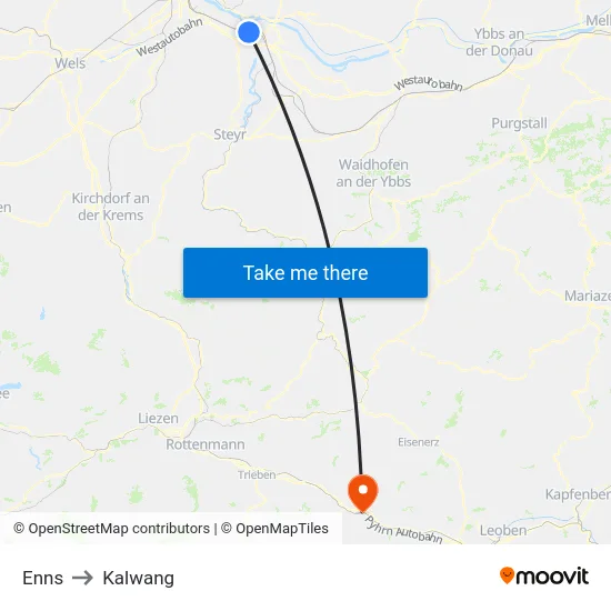 Enns to Kalwang map