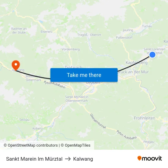 Sankt Marein Im Mürztal to Kalwang map