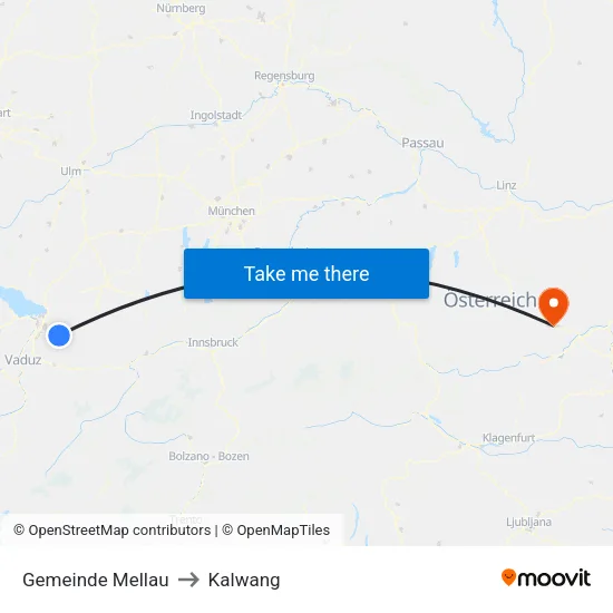 Gemeinde Mellau to Kalwang map