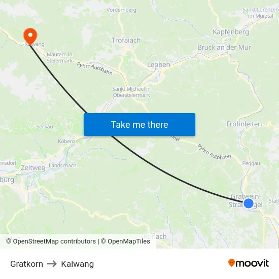 Gratkorn to Kalwang map