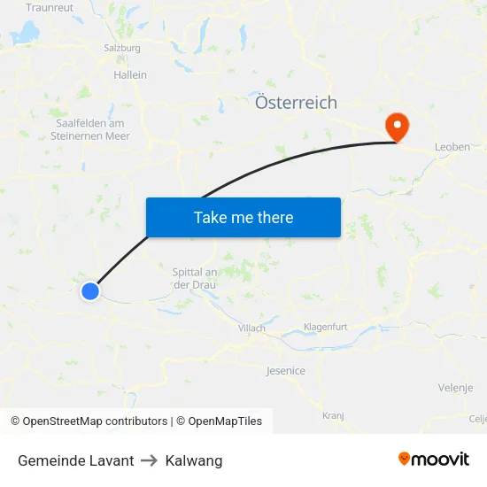 Gemeinde Lavant to Kalwang map