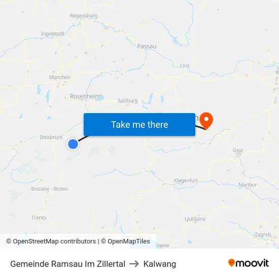 Gemeinde Ramsau Im Zillertal to Kalwang map