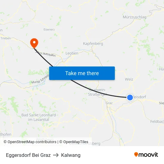 Eggersdorf Bei Graz to Kalwang map