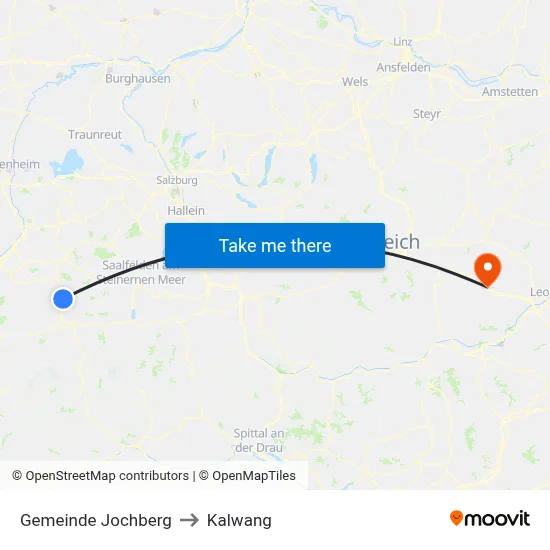Gemeinde Jochberg to Kalwang map