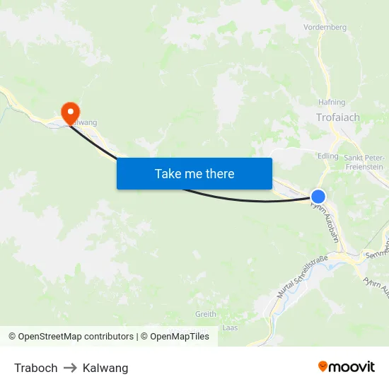 Traboch to Kalwang map