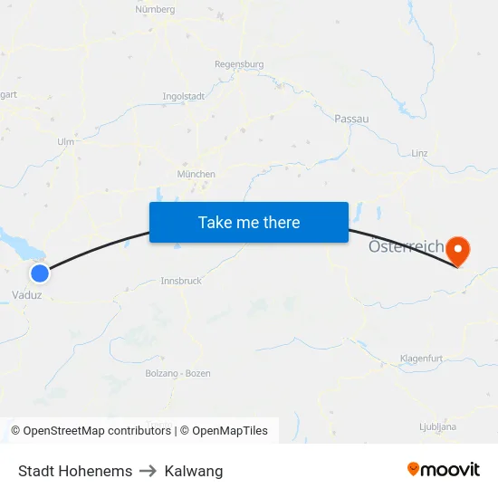 Stadt Hohenems to Kalwang map