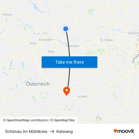 Schönau Im Mühlkreis to Kalwang map