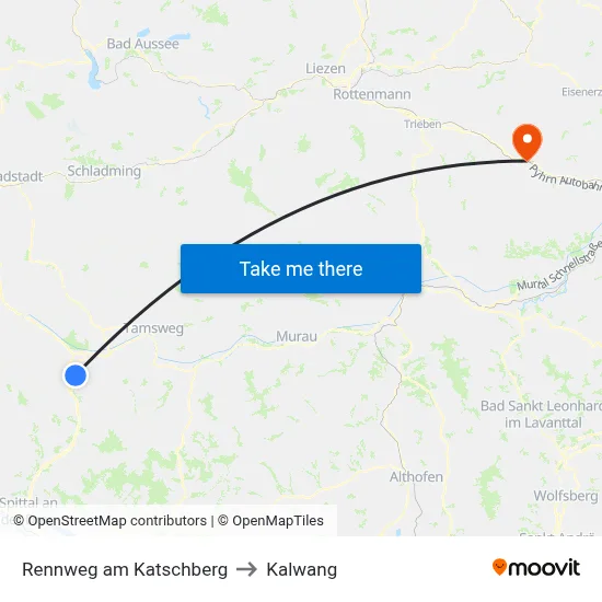 Rennweg am Katschberg to Kalwang map