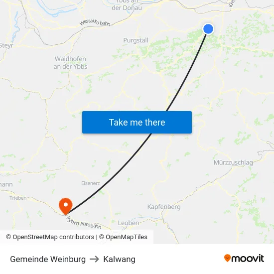 Gemeinde Weinburg to Kalwang map
