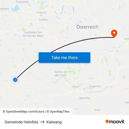 Gemeinde Heinfels to Kalwang map
