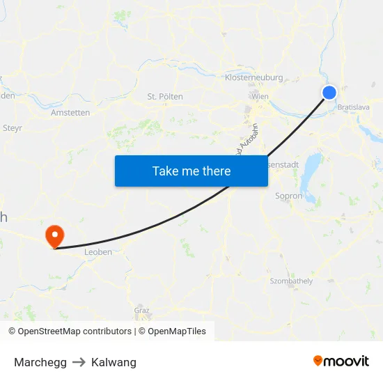 Marchegg to Kalwang map